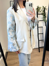 Stacey Flower Sleeve Blazer - Beige