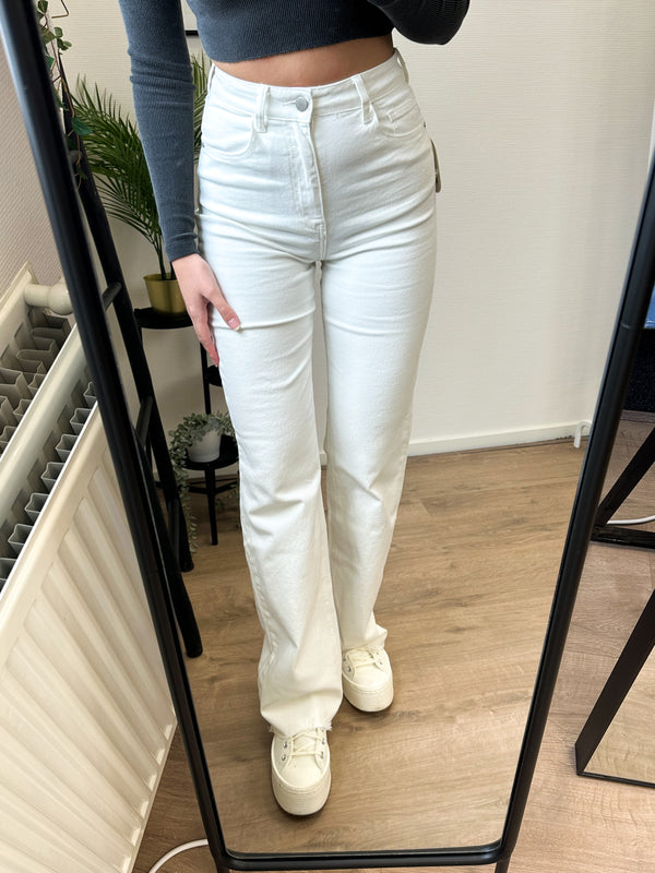 Naomi Tall Wide Leg Stretch Jeans - Light Beige Denim