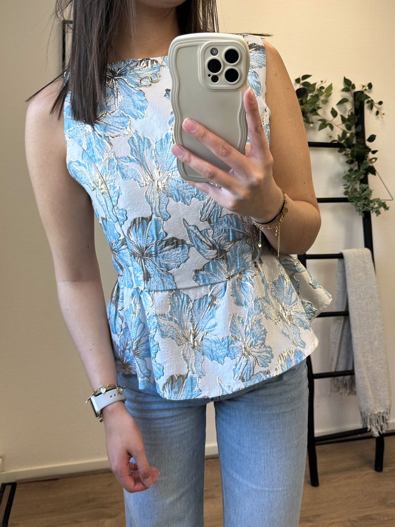 Tess Flower Top - Light Blue