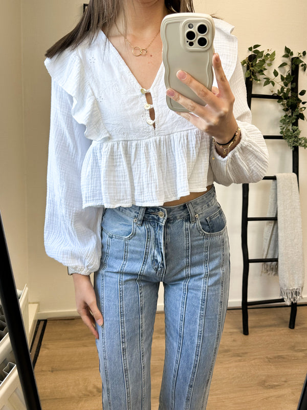Lynda Ruffle Top - White