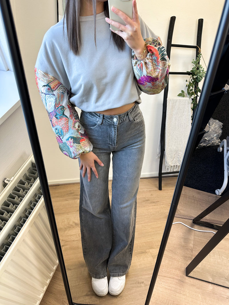 Klara Birds Sweater - Grey