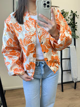 Erica Flower Printed Bomber Jacket - Orange