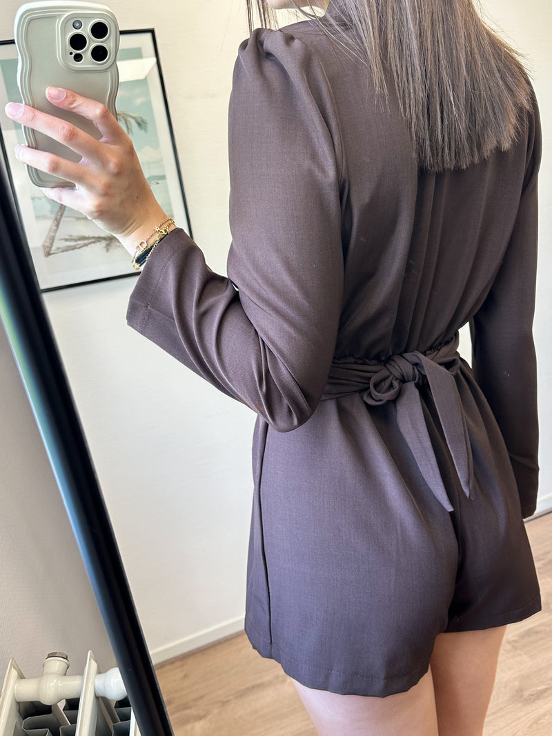 Zaya Blazer Belt Playsuit - Brown