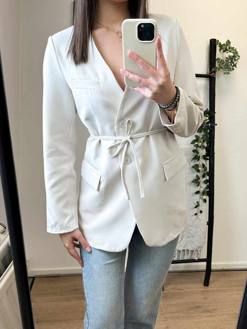 Mabelle Belt Blazer - Off White