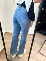 Kendra Wide Leg Stretch Jeans - Blue Denim
