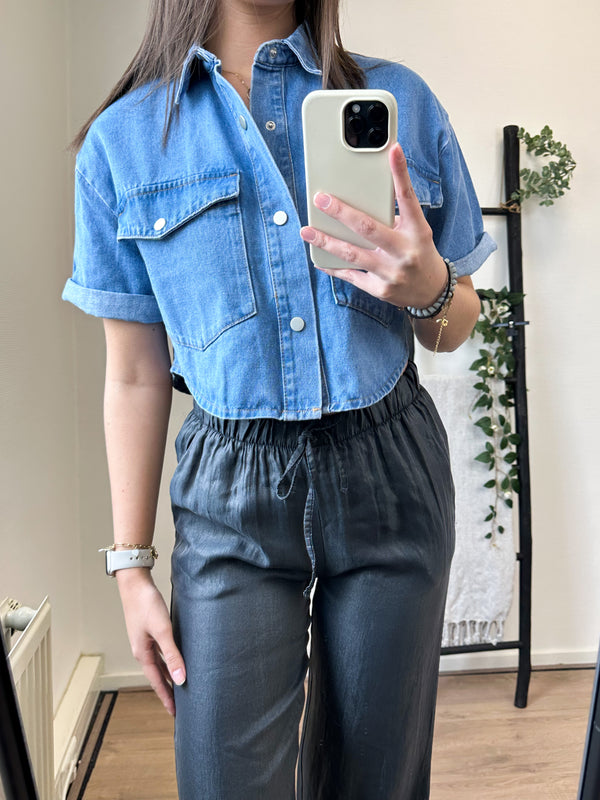 Lela Cropped Denim Top - Blue