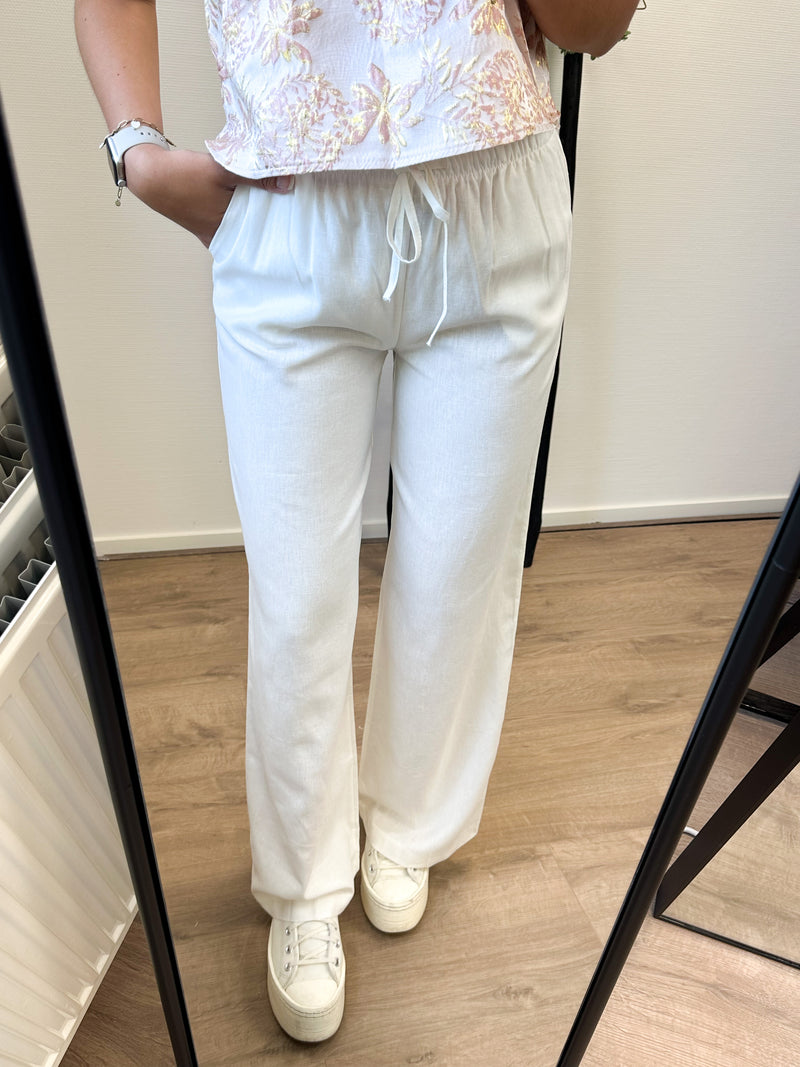 Lindsey Linen Pants - White (REGULAR LENGTH)