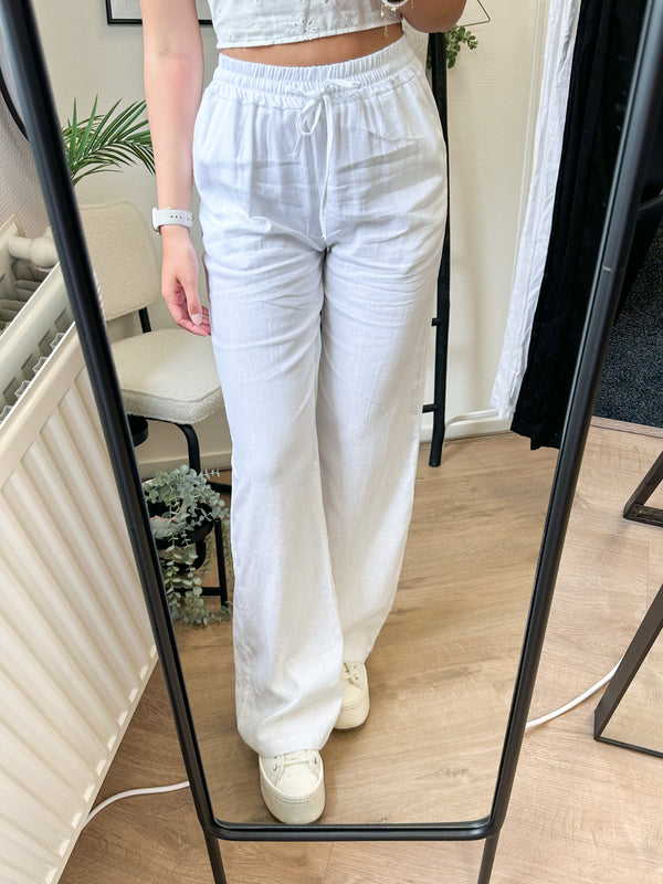Marcia Tall Linen Pants - White