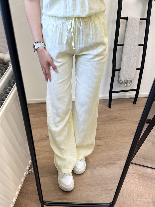 Nikka Linnen Striped Pants - Yellow