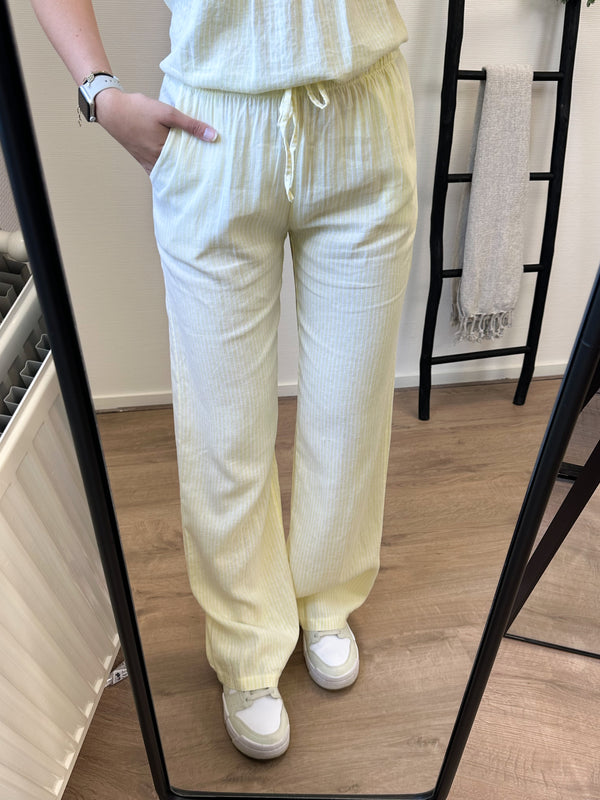 Nikka Linnen Striped Pants - Yellow