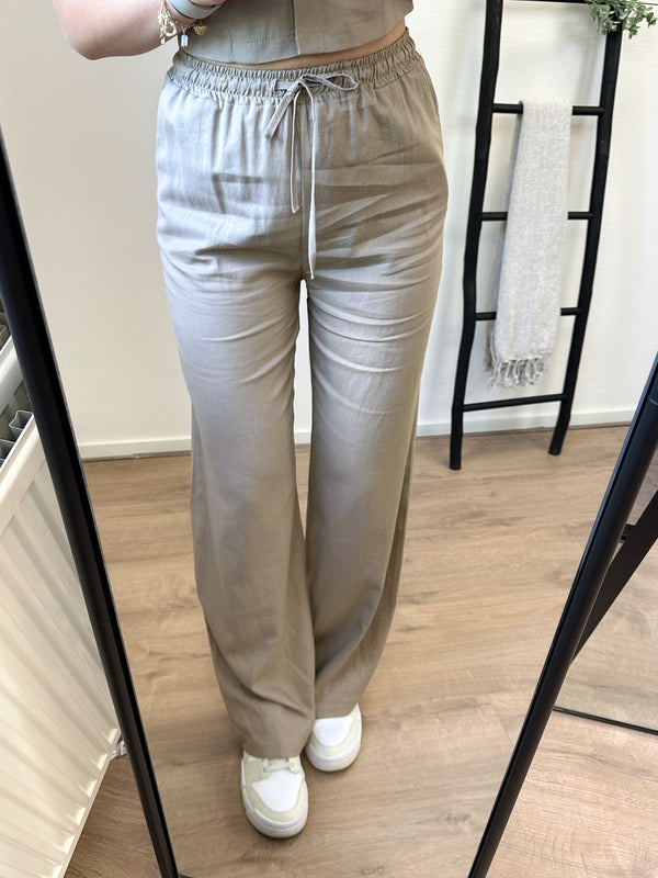 Mindy Linnen Pants - Taupe