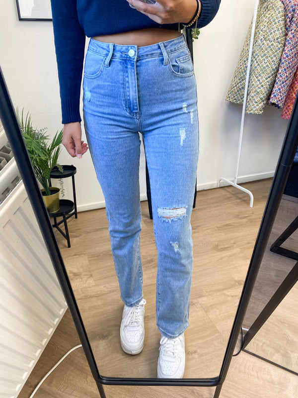 Oxford Straight Stretch Jeans - Blue Denim