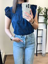 Gwenda Printed Top - Navy