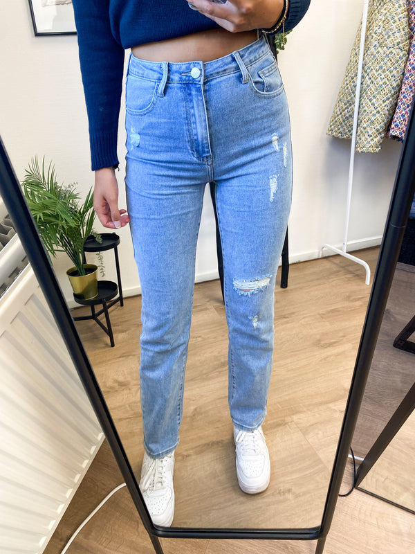 Oxford Straight Stretch Jeans - Blue Denim