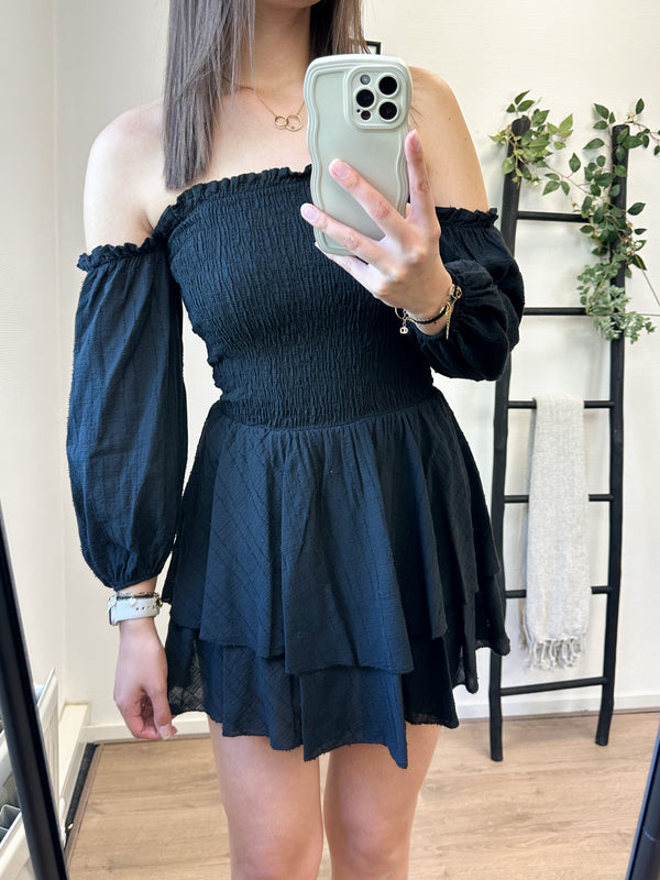 Olyvia Off Shoulder Playsuit - Black