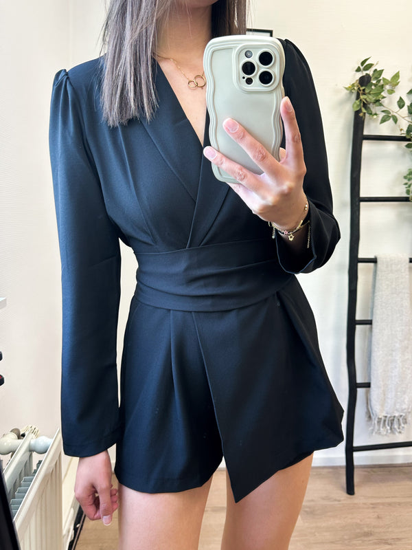 Zaya Blazer Belt Playsuit - Black