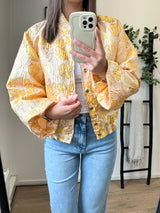 Erica Flower Printed Bomber Jacket - Yellow