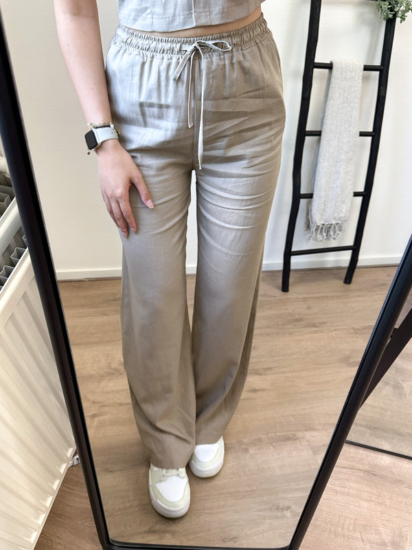 Mindy Linnen Pants - Taupe