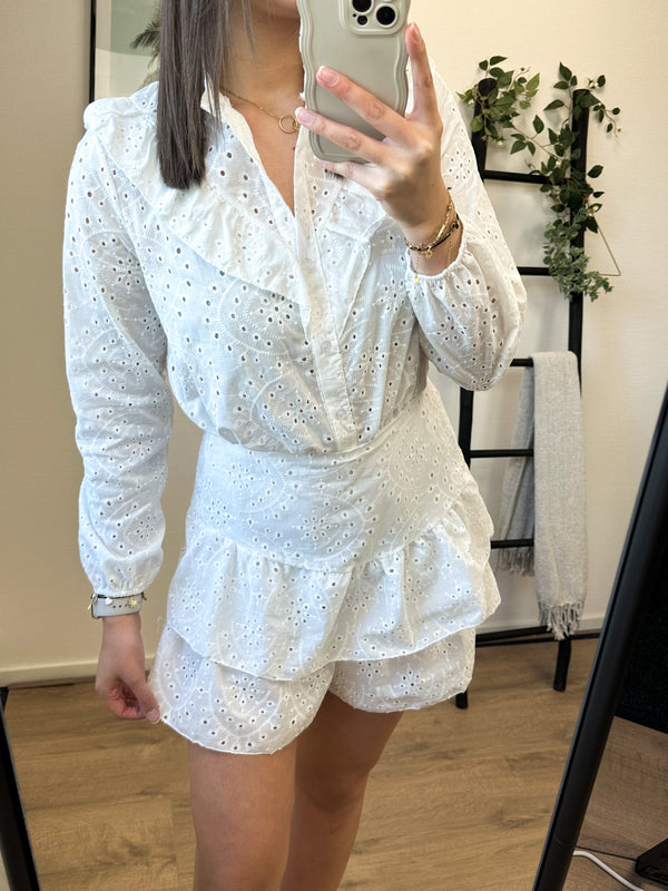 Pearle Broderie Playsuit - White