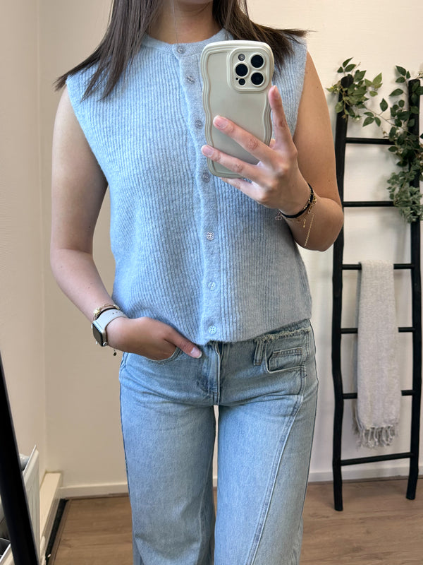 Tammy Soft Knitted Gilet - Light Grey