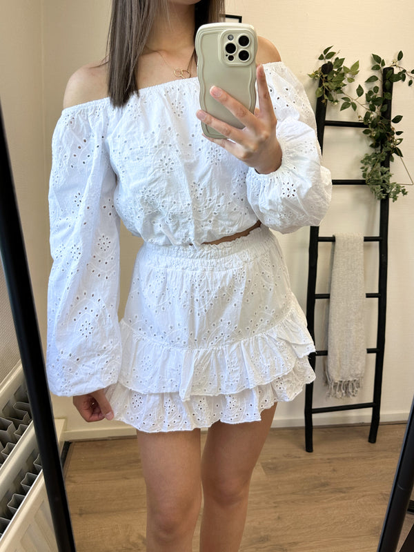 Luana Broderie Two Piece Set - White