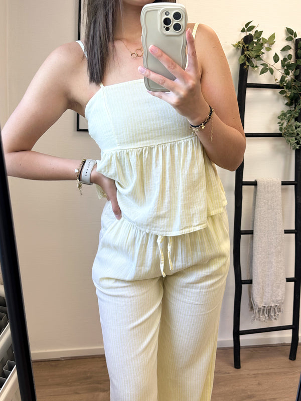 Nikka Linnen Striped Top - Yellow