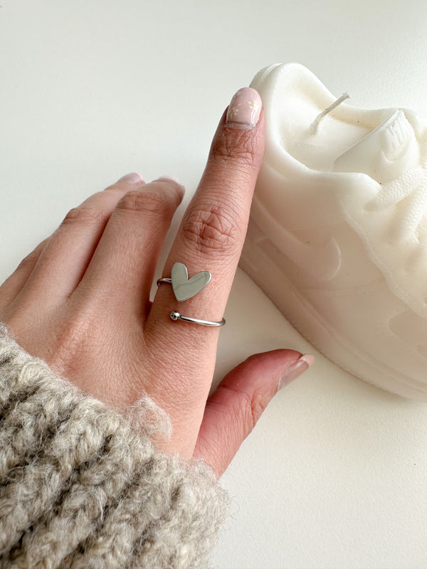 Verstelbare Ring Twisted Love Hart - Zilver