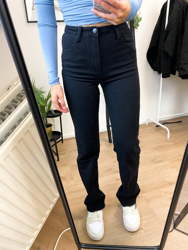 Sharey Tall Straight Stretch Jeans - Black Denim