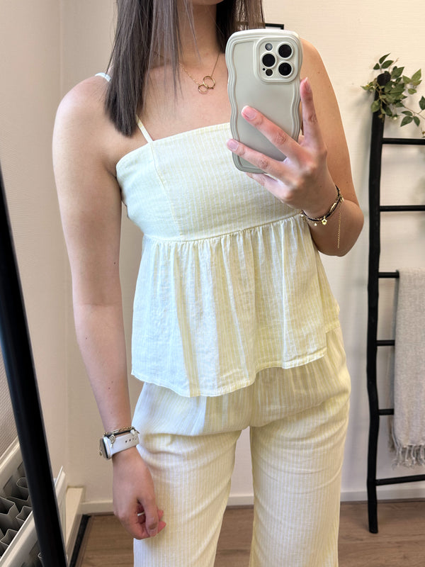 Nikka Linnen Striped Top - Yellow