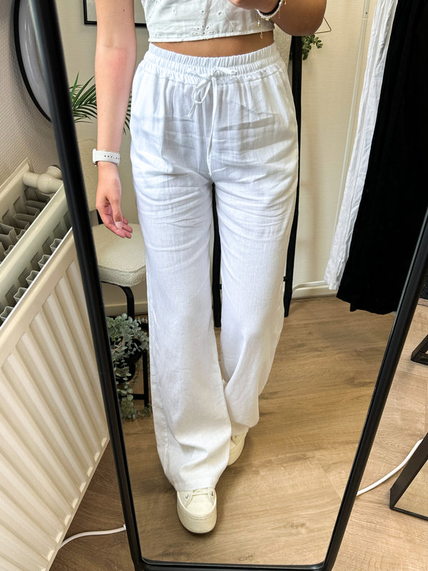 Marcia Tall Linen Pants - White