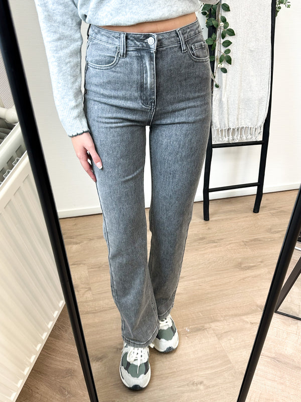 Shelley Straight Leg Stretch Jeans - Grey Denim