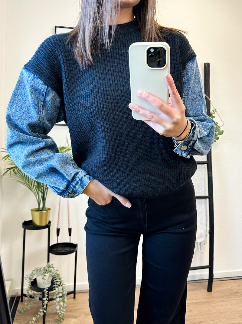 Jaimy Denim Sweater - Black