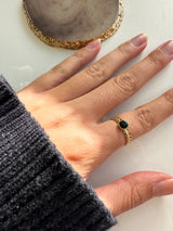 Verstelbare Patroon Ring Zwarte Steen - Goud