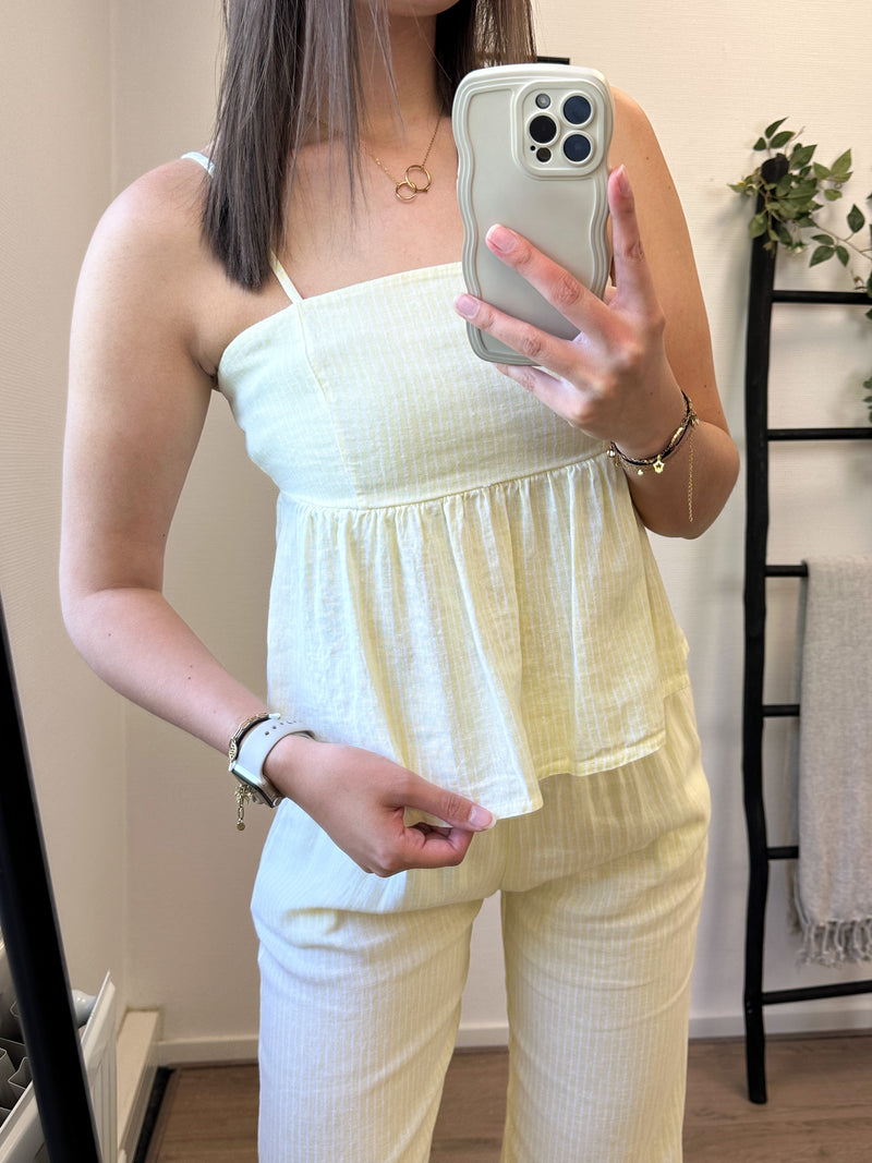 Nikka Linnen Striped Top - Yellow