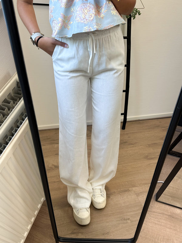 Lindsey Tall Linen Pants - White