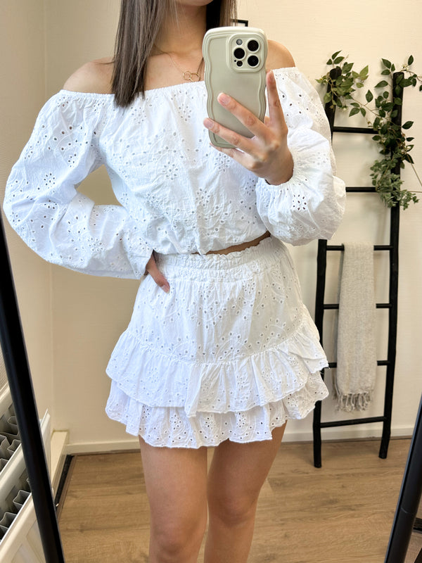 Luana Broderie Two Piece Set - White