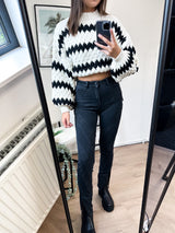 Céleste Stretch Skinny Jeans with Lines - Black Denim