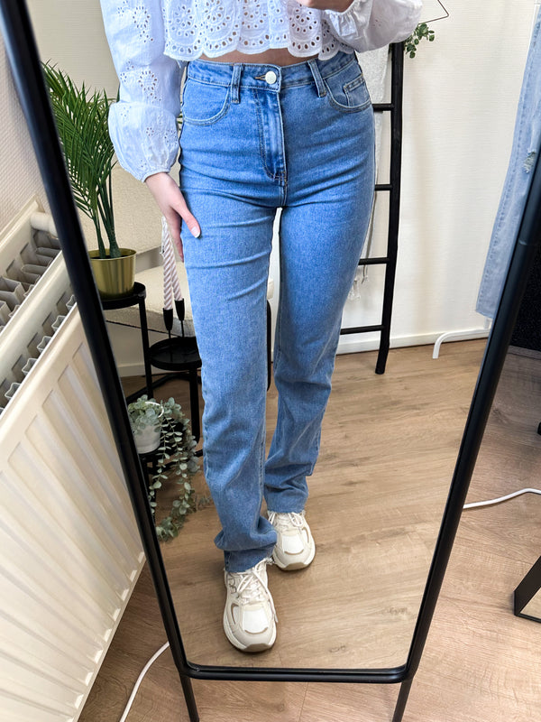 Tamara Tall Straight Stretch Jeans - Mid Blue Denim