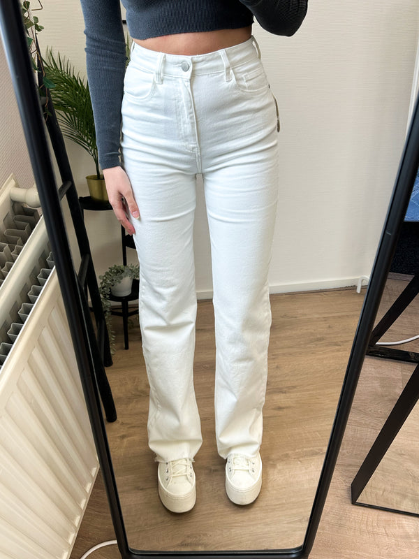 Naomi Tall Wide Leg Stretch Jeans - Light Beige Denim