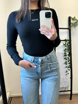 Studio Ribbed Longsleeve Top - Black