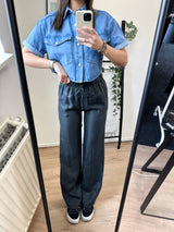 Lela Cropped Denim Top - Blue