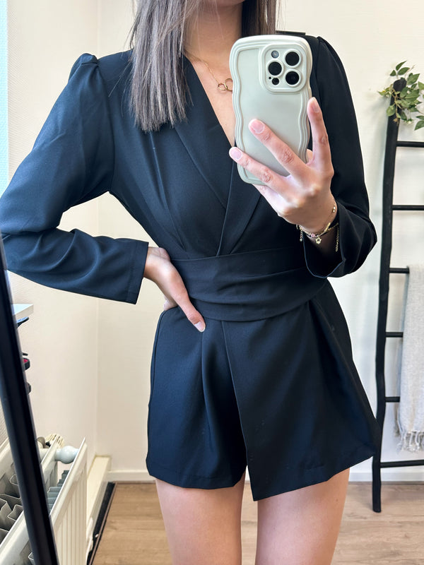 Zaya Blazer Belt Playsuit - Black
