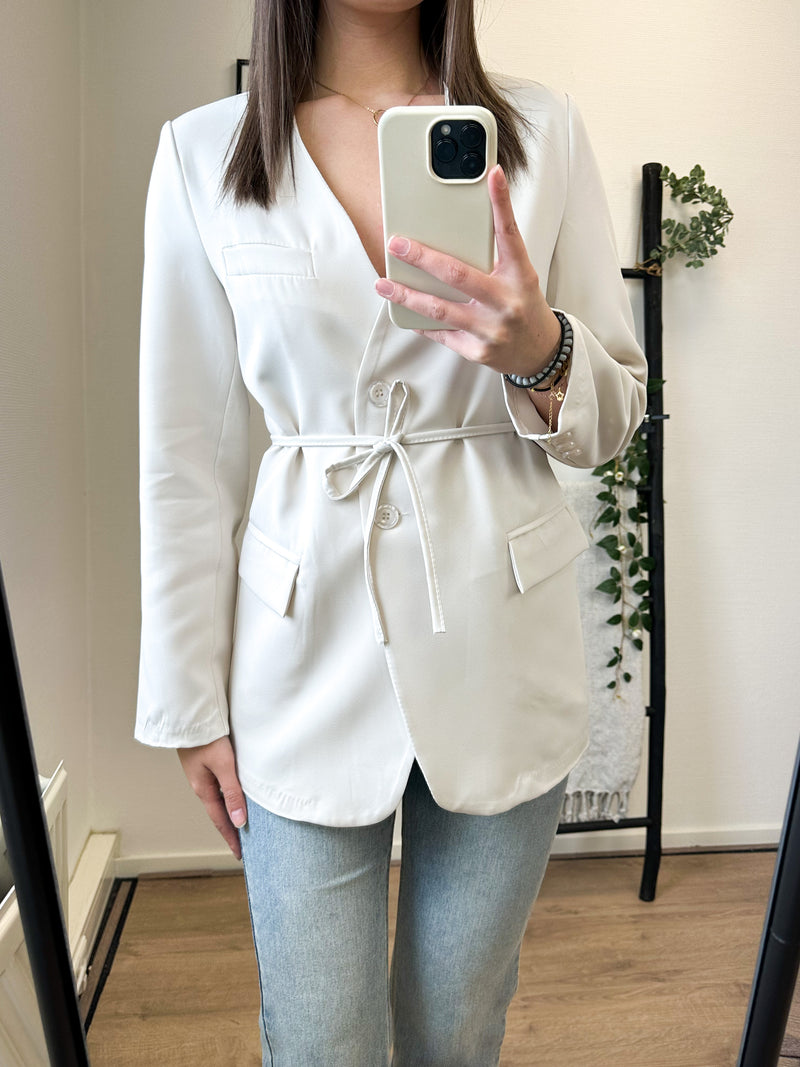 Mabelle Belt Blazer - Off White