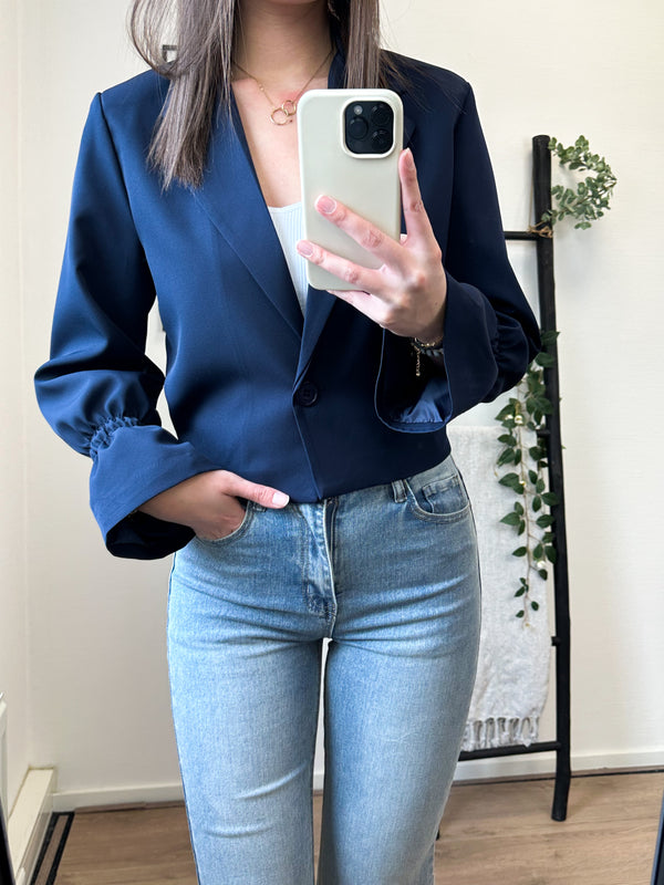 Nylah Cropped Blazer - Navy
