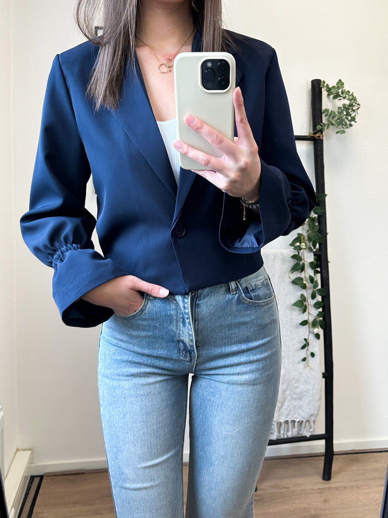 Nylah Cropped Blazer - Navy