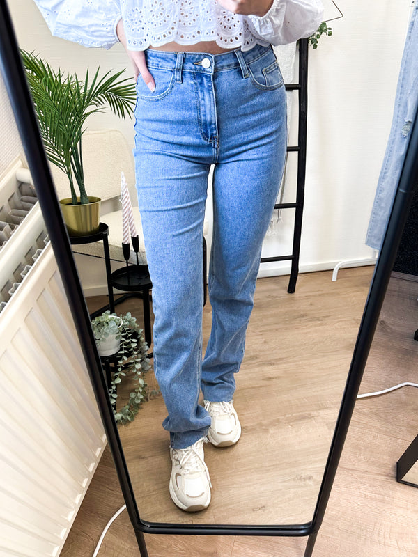 Tamara Tall Straight Stretch Jeans - Mid Blue Denim