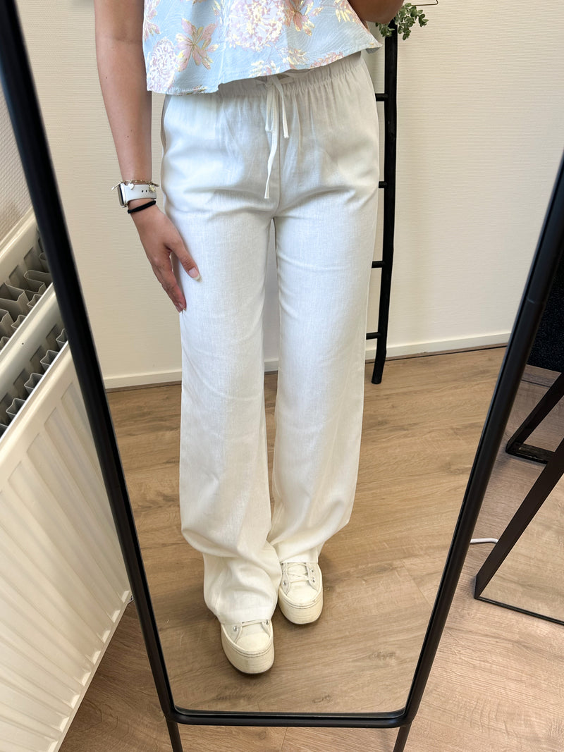 Lindsey Tall Linen Pants - White