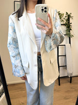Stacey Flower Sleeve Blazer - Beige