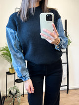 Jaimy Denim Sweater - Black