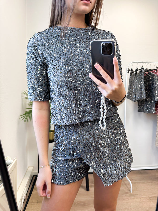Micky Top - Sequin Silver